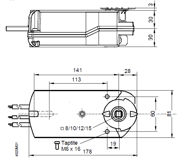 Размеры электропривода Siemens GNA326.1E/T